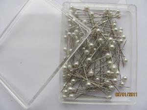 Špendlíky s perleťovými hlavičkami 0,60x38mm 100ks bíllé; S3820-W-100phk